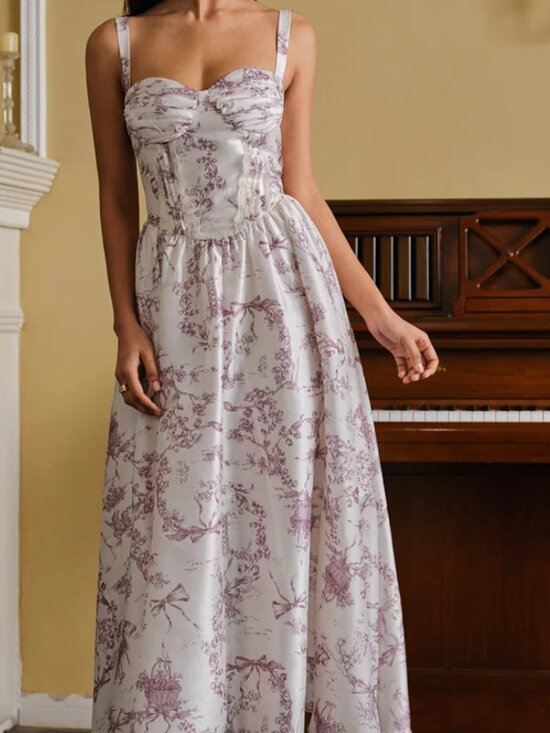 Commense Dresses & Skirts - Toile Print Corset Dress